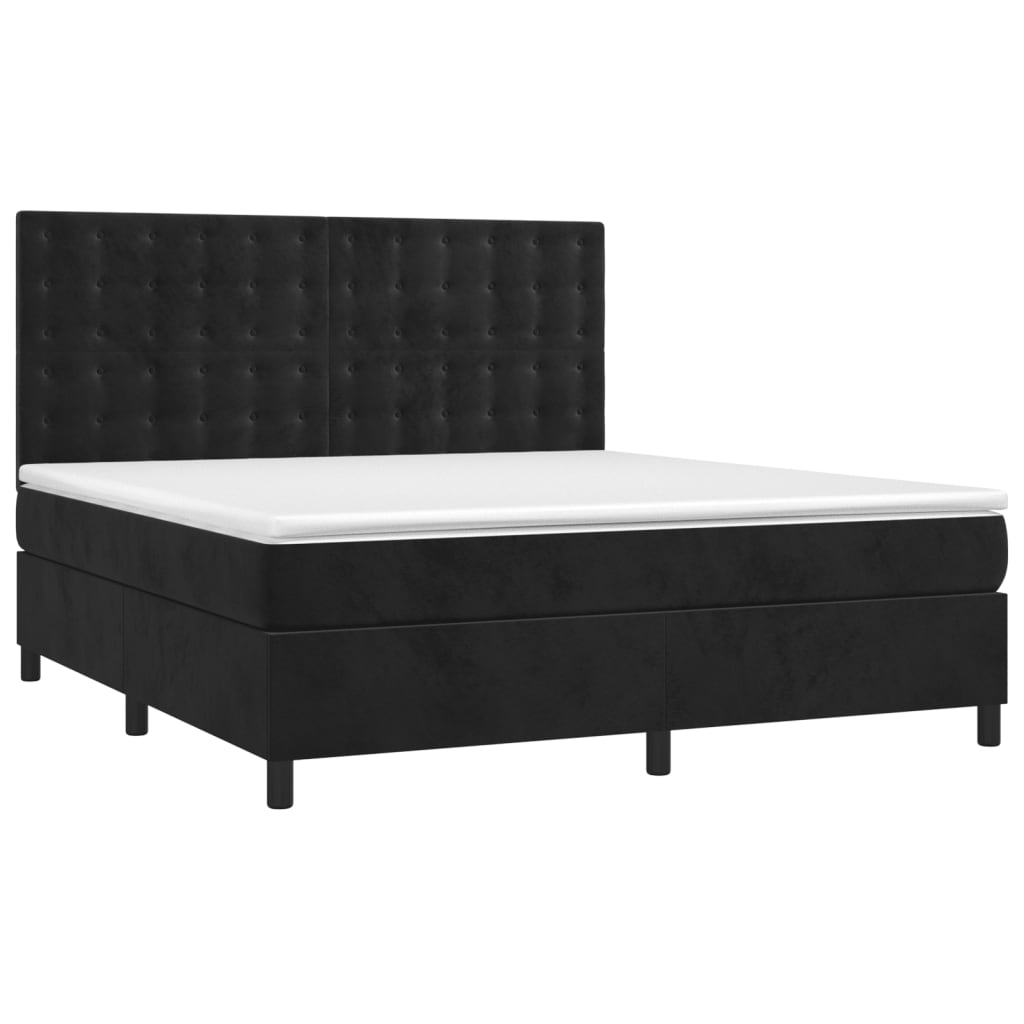 vidaXL Cama box spring con colchón terciopelo negro 180x200 cm