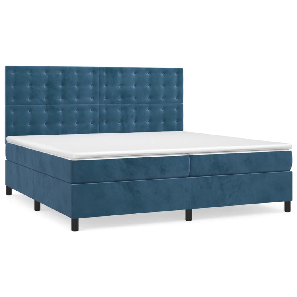 vidaXL Cama box spring con colchón terciopelo azul oscuro 200x200 cm