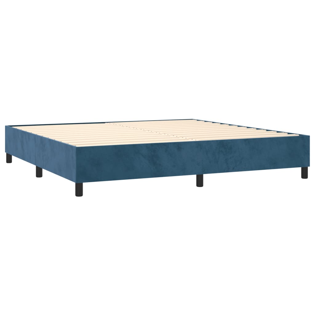 vidaXL Cama box spring con colchón terciopelo azul oscuro 200x200 cm