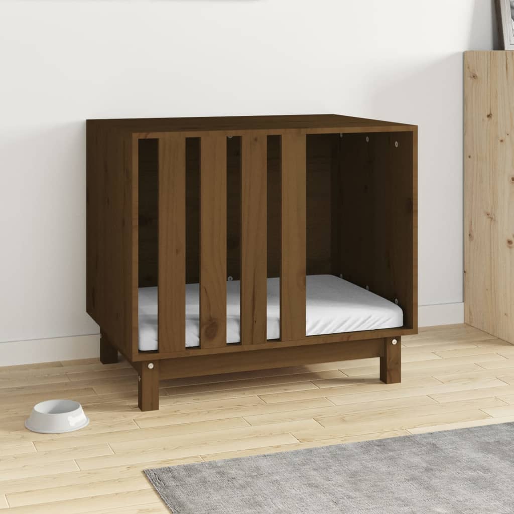 vidaXL Cama para perros madera maciza pino marrón miel 70x50x62 cm