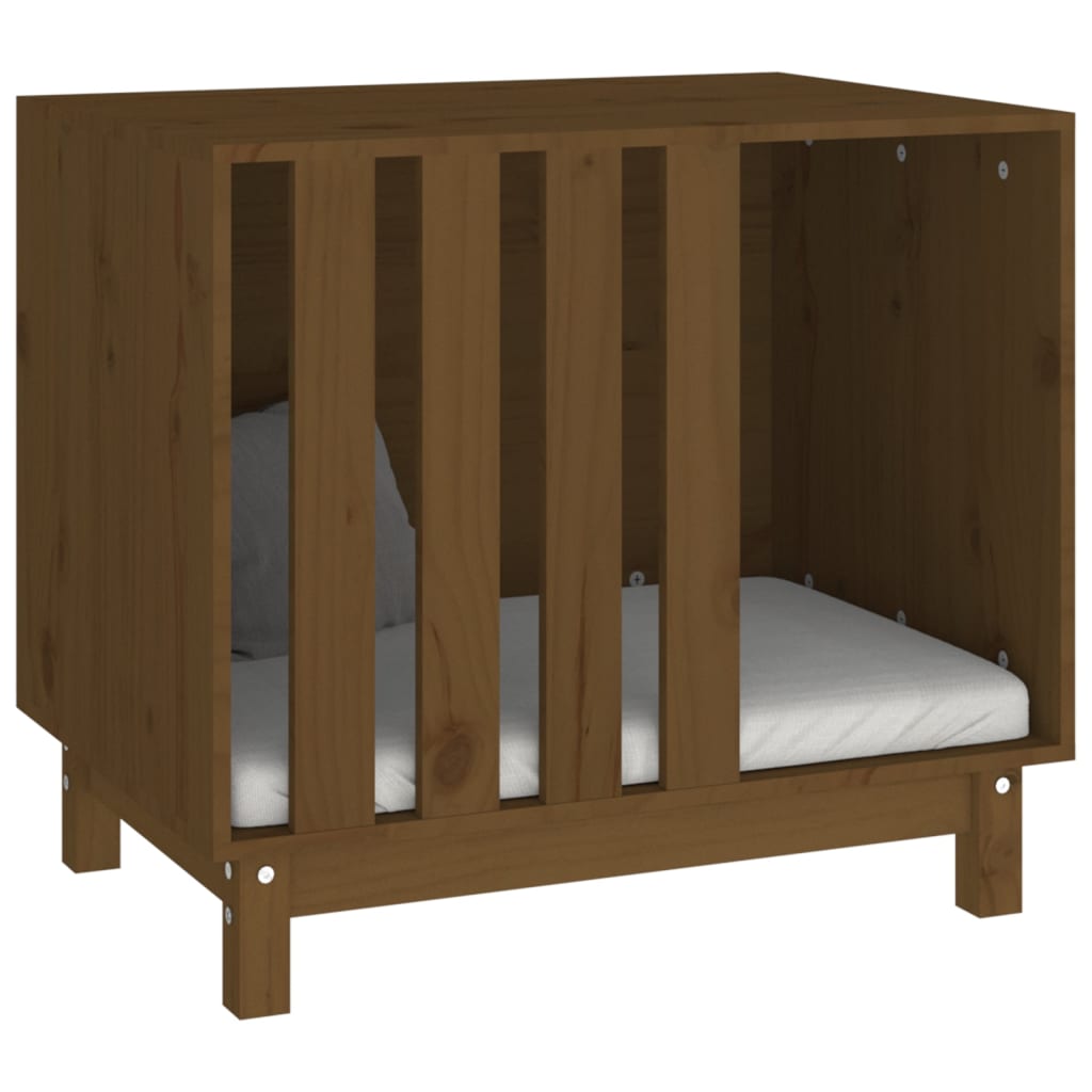 vidaXL Cama para perros madera maciza pino marrón miel 70x50x62 cm