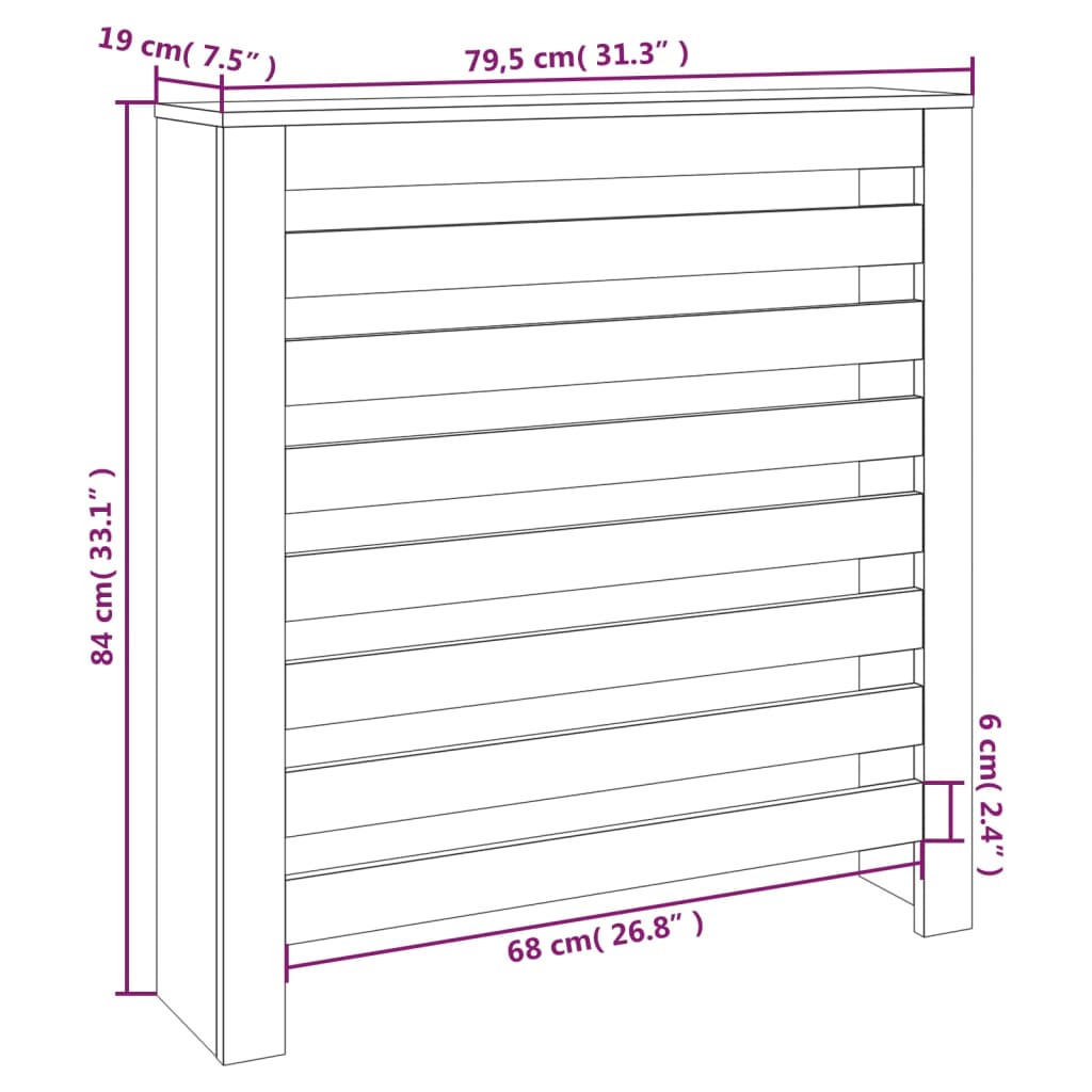 vidaXL Cubierta de radiador madera maciza de pino 79,5x19x84 cm