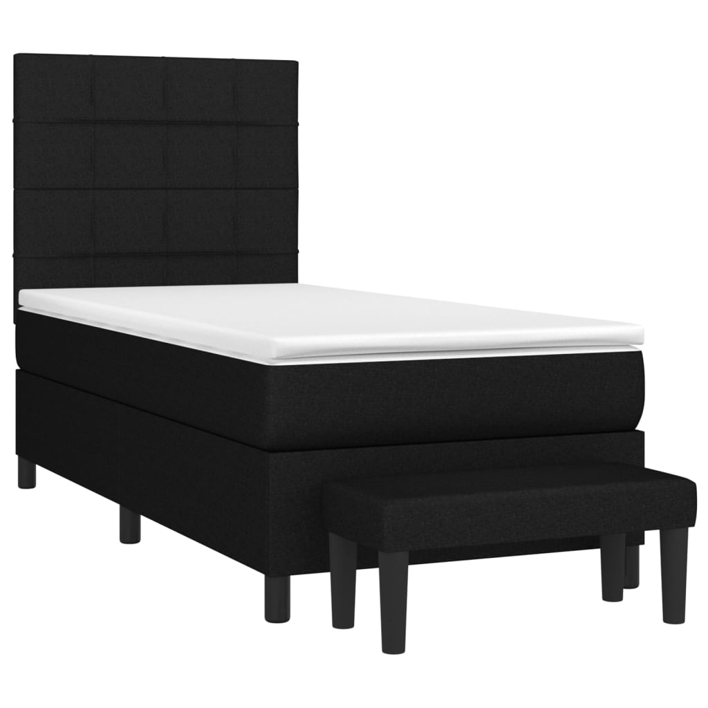 vidaXL Cama box spring con colchón tela negro 80x200 cm