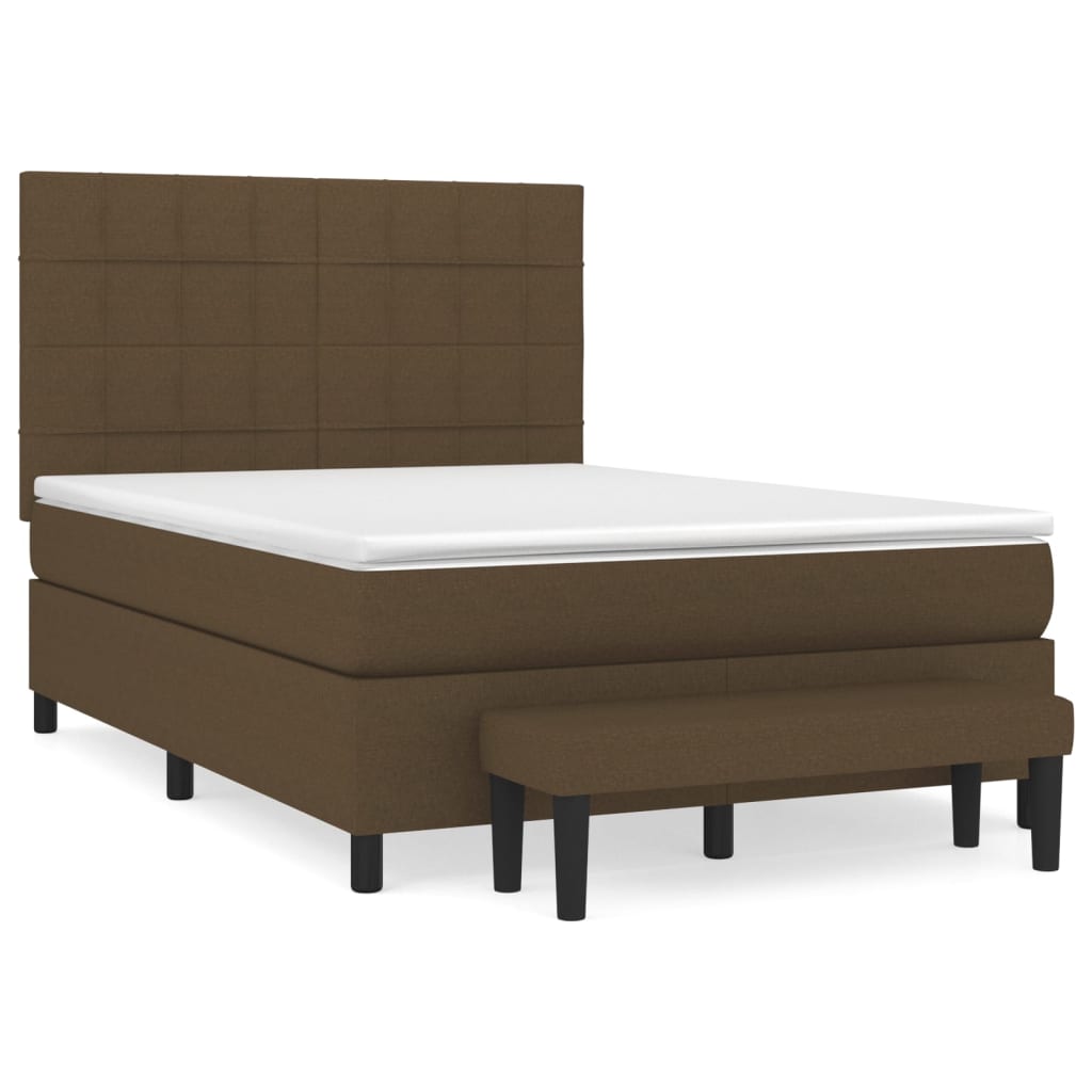 vidaXL Cama box spring con colchón tela marrón oscuro 140x190 cm