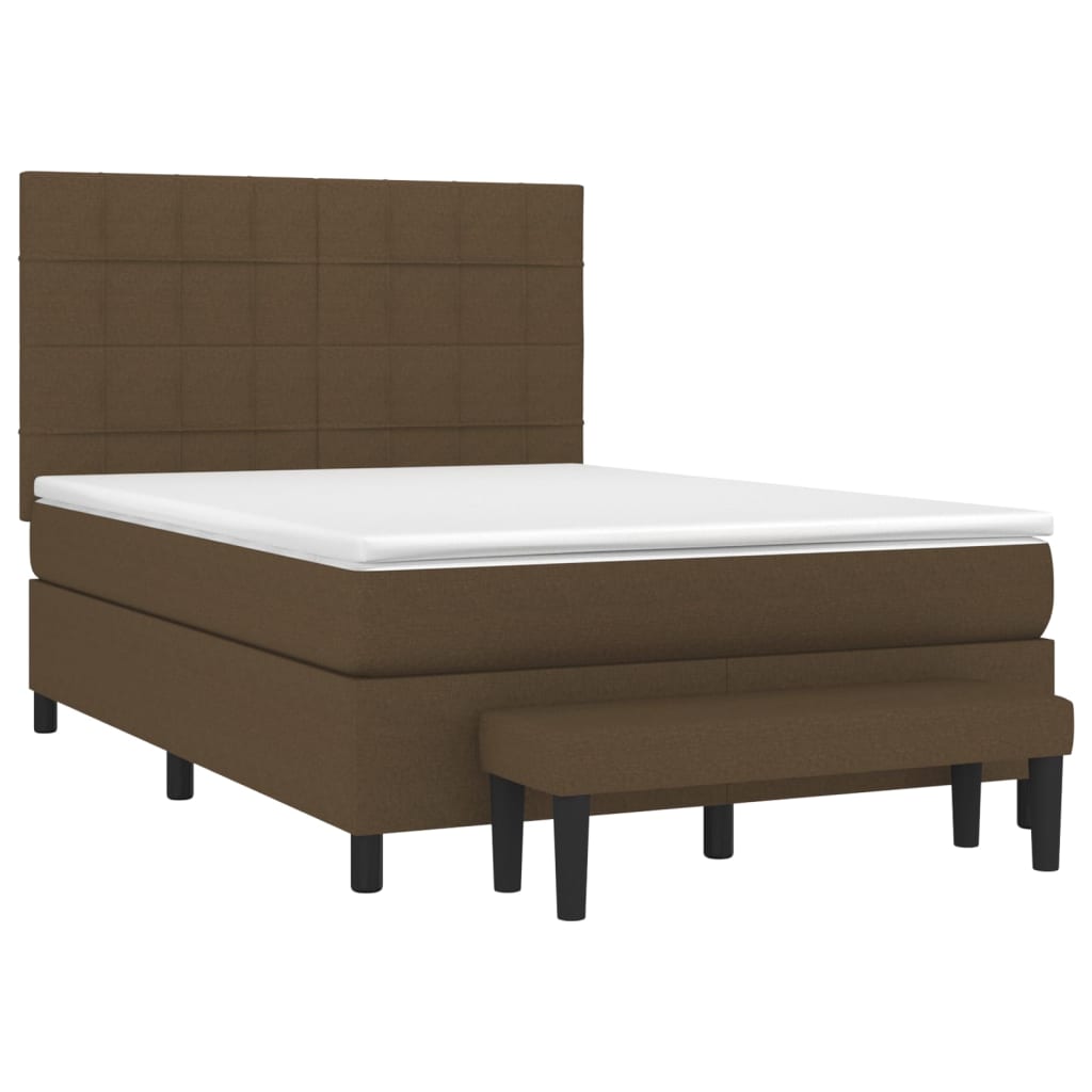 vidaXL Cama box spring con colchón tela marrón oscuro 140x190 cm