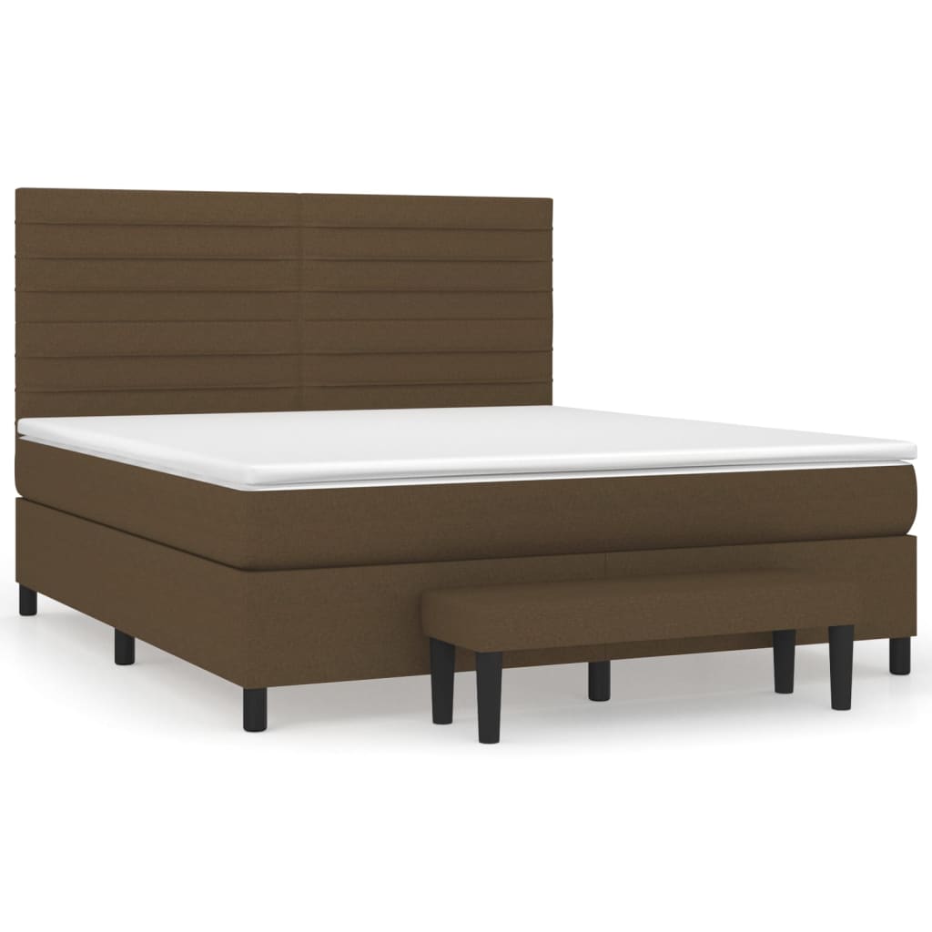 vidaXL Cama box spring con colchón tela marrón oscuro 180x200 cm