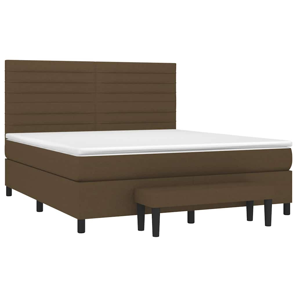 vidaXL Cama box spring con colchón tela marrón oscuro 180x200 cm