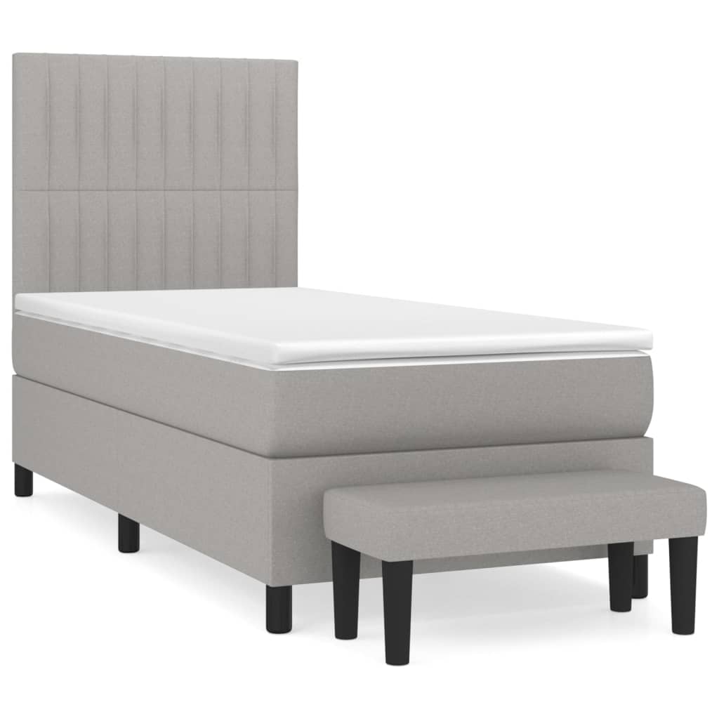 vidaXL Cama box spring con colchón tela gris claro 90x190 cm