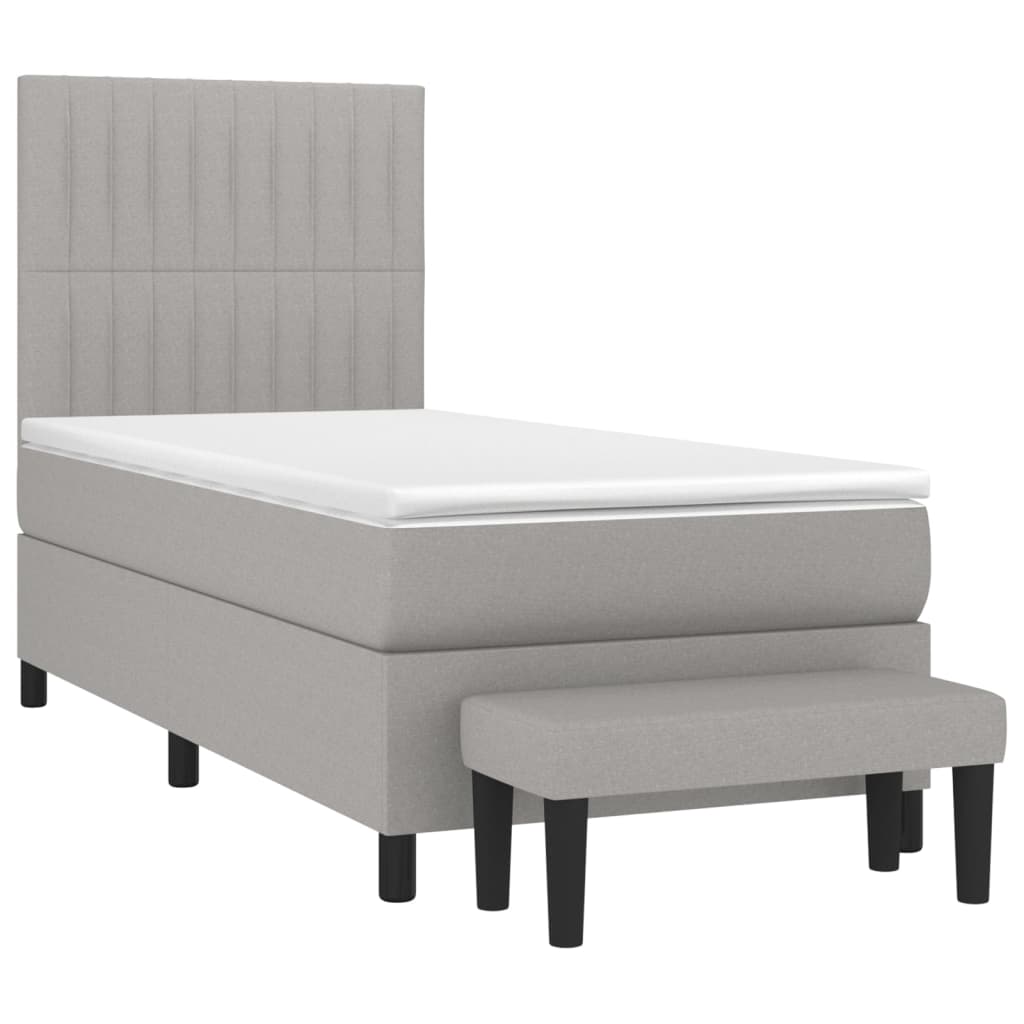 vidaXL Cama box spring con colchón tela gris claro 90x190 cm