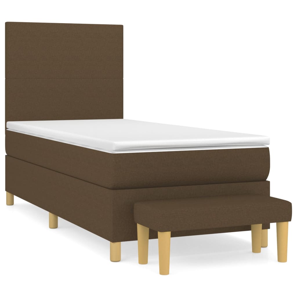 vidaXL Cama box spring con colchón tela marrón oscuro 100x200 cm