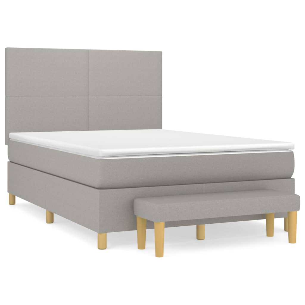 vidaXL Cama box spring con colchón tela gris claro 140x200 cm