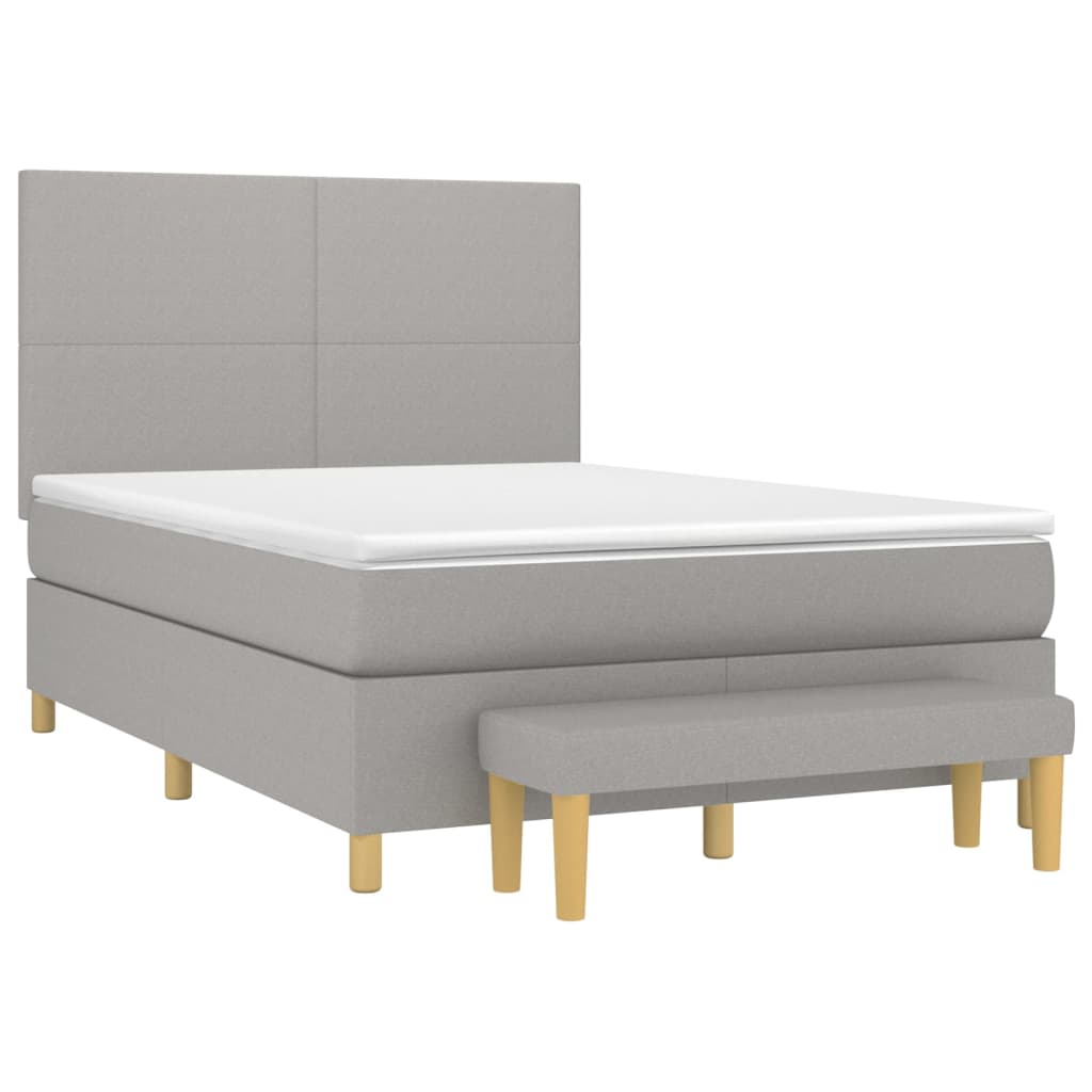 vidaXL Cama box spring con colchón tela gris claro 140x200 cm