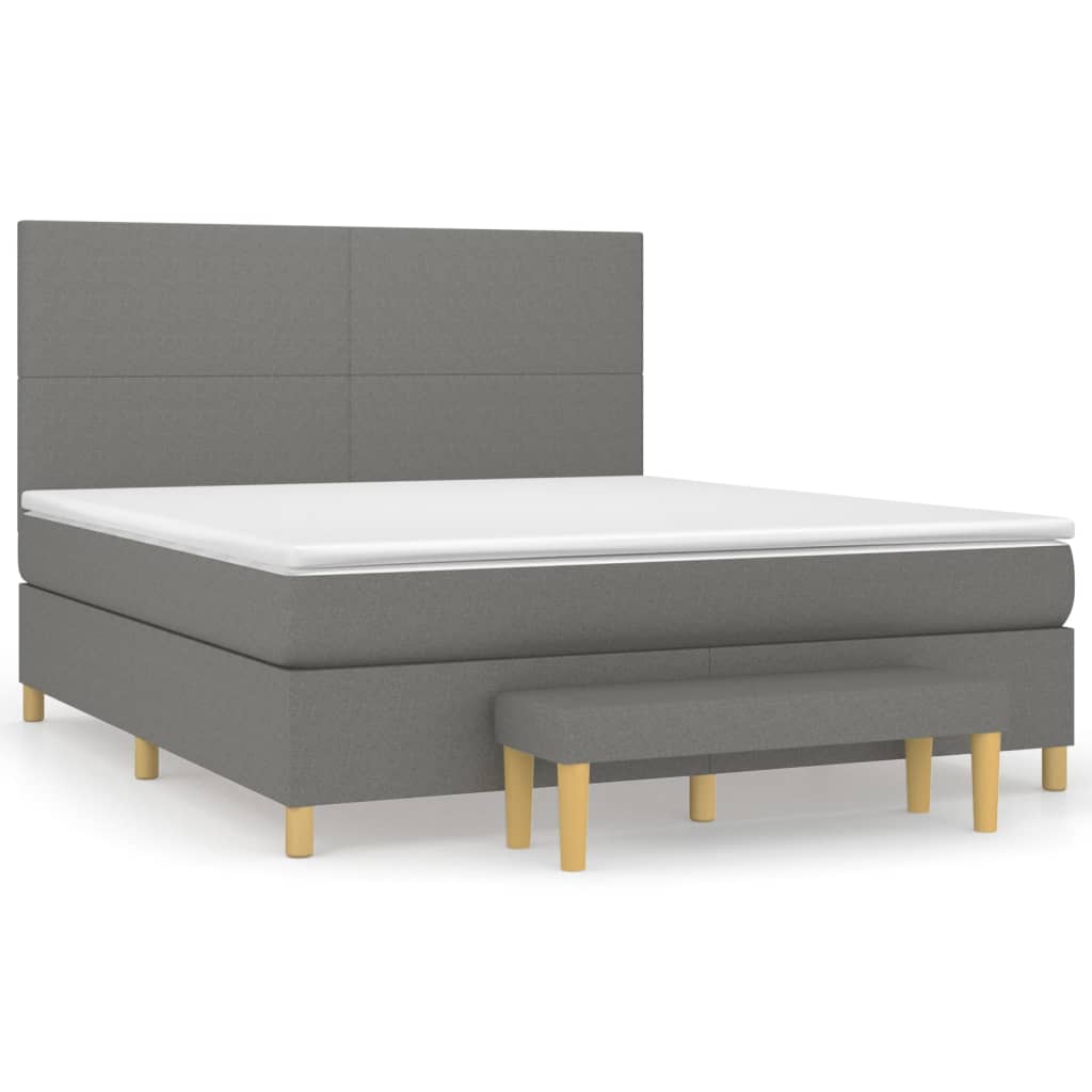 vidaXL Cama box spring con colchón tela gris oscuro 160x200 cm