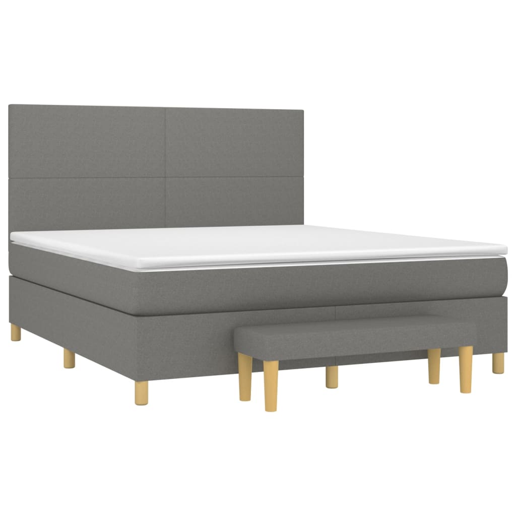 vidaXL Cama box spring con colchón tela gris oscuro 160x200 cm