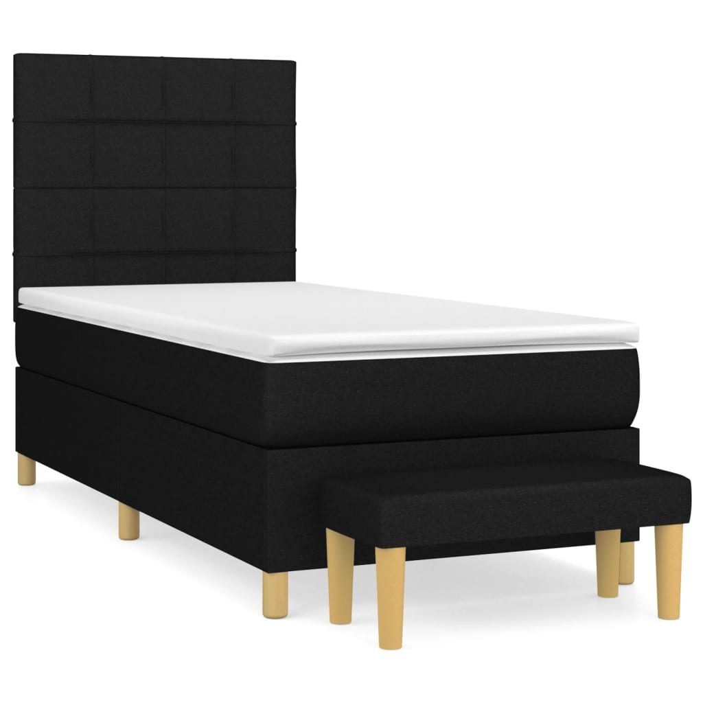 vidaXL Cama box spring con colchón tela negro 80x200 cm