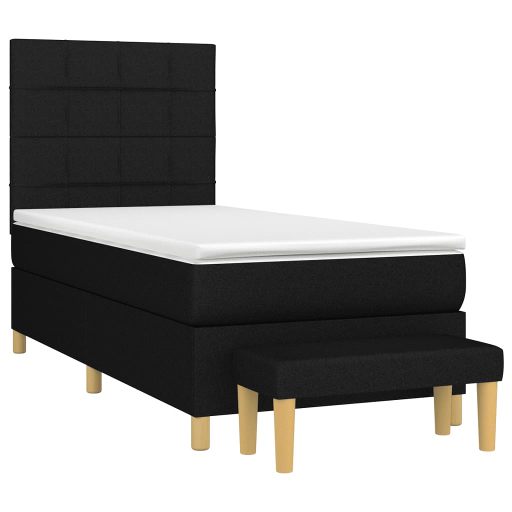 vidaXL Cama box spring con colchón tela negro 80x200 cm