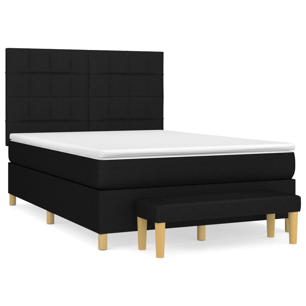 vidaXL Cama box spring con colchón tela negro 140x190 cm