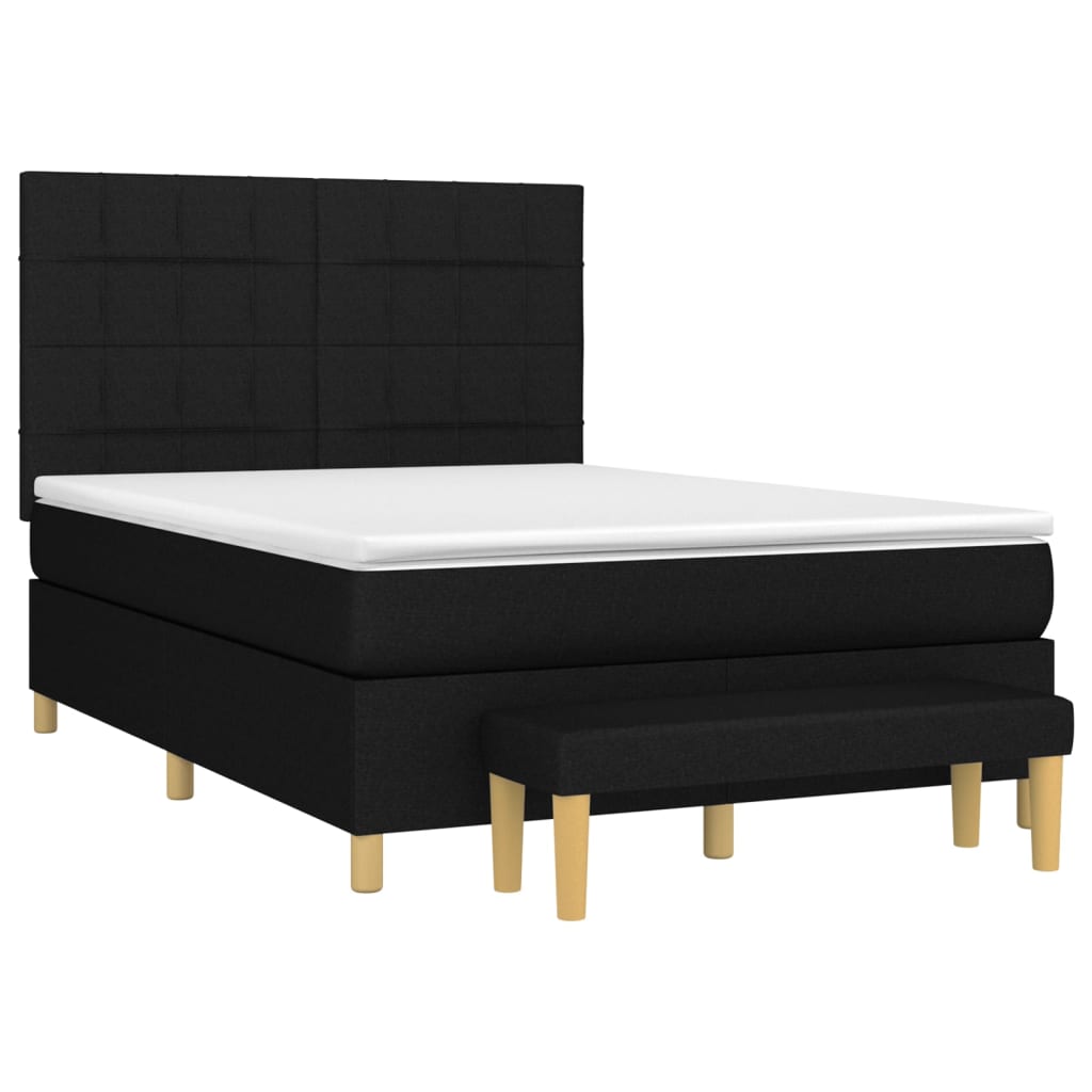 vidaXL Cama box spring con colchón tela negro 140x190 cm