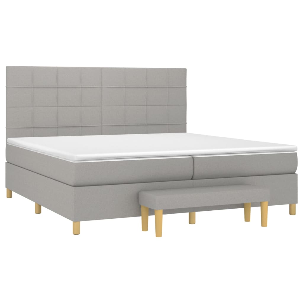 vidaXL Cama box spring con colchón tela gris claro 200x200 cm