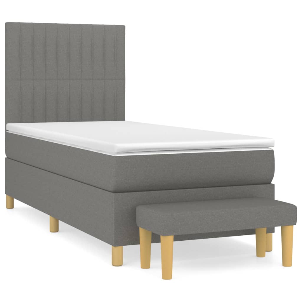 vidaXL Cama box spring con colchón tela gris oscuro 80x200 cm