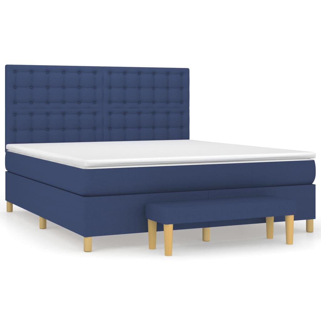 vidaXL Cama box spring con colchón tela azul 160x200 cm