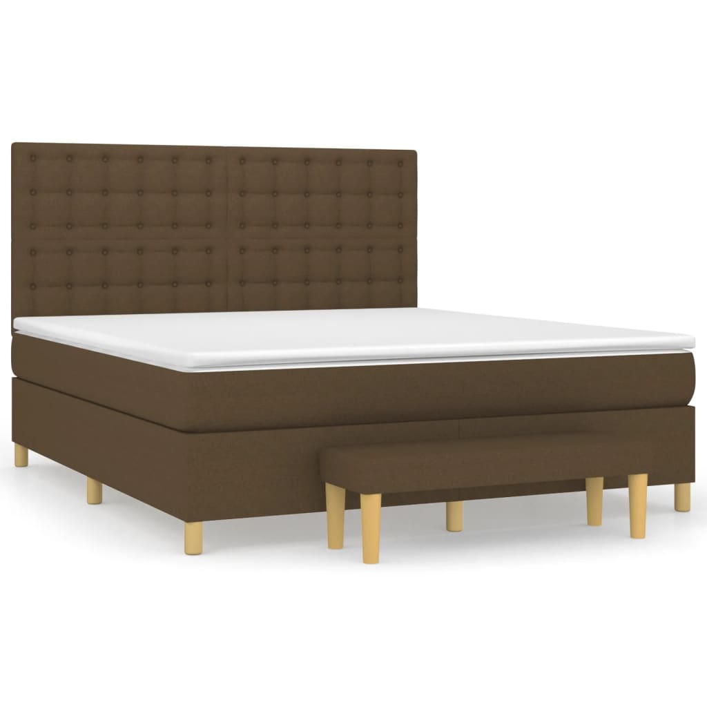 vidaXL Cama box spring con colchón tela marrón oscuro 180x200 cm