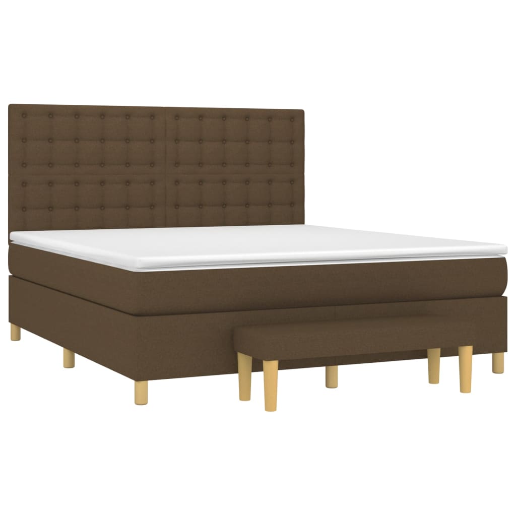 vidaXL Cama box spring con colchón tela marrón oscuro 180x200 cm