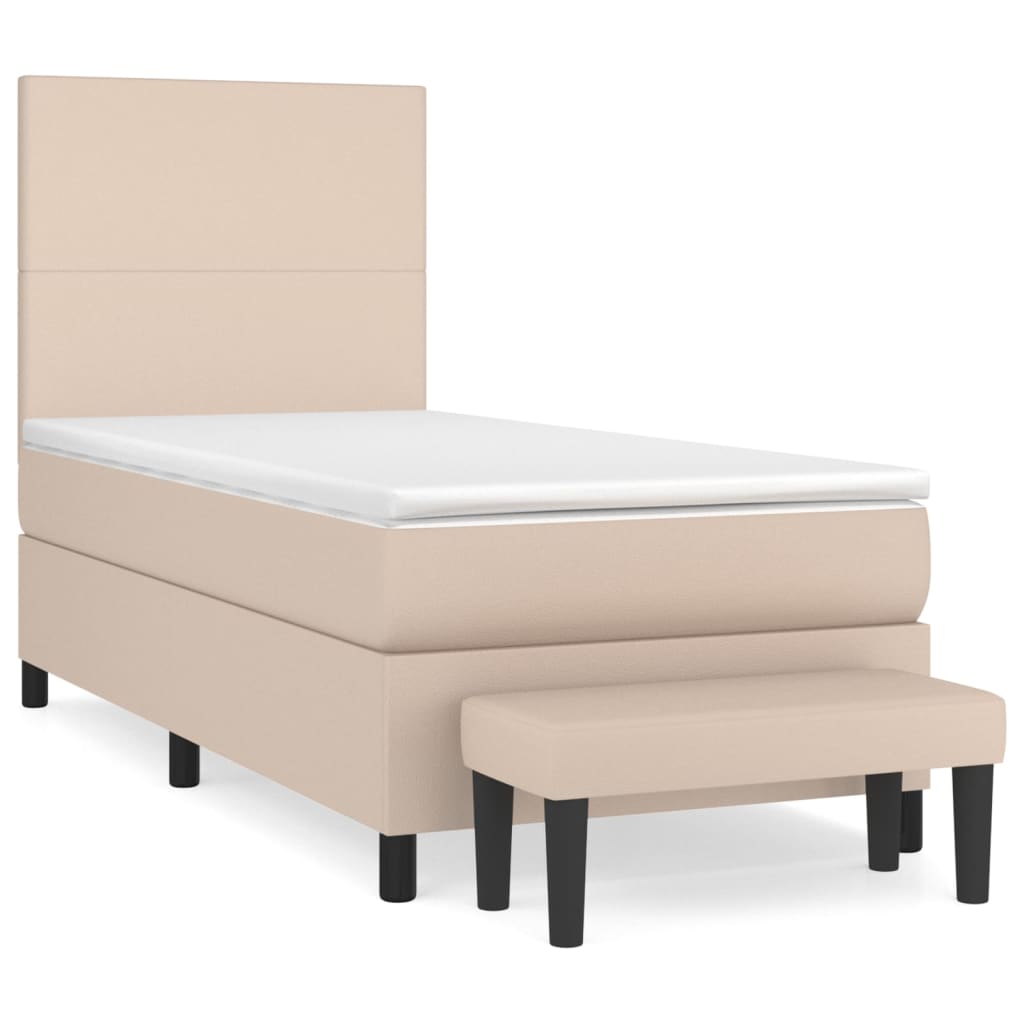 vidaXL Cama box spring con colchón cuero sintético capuchino 80x200 cm