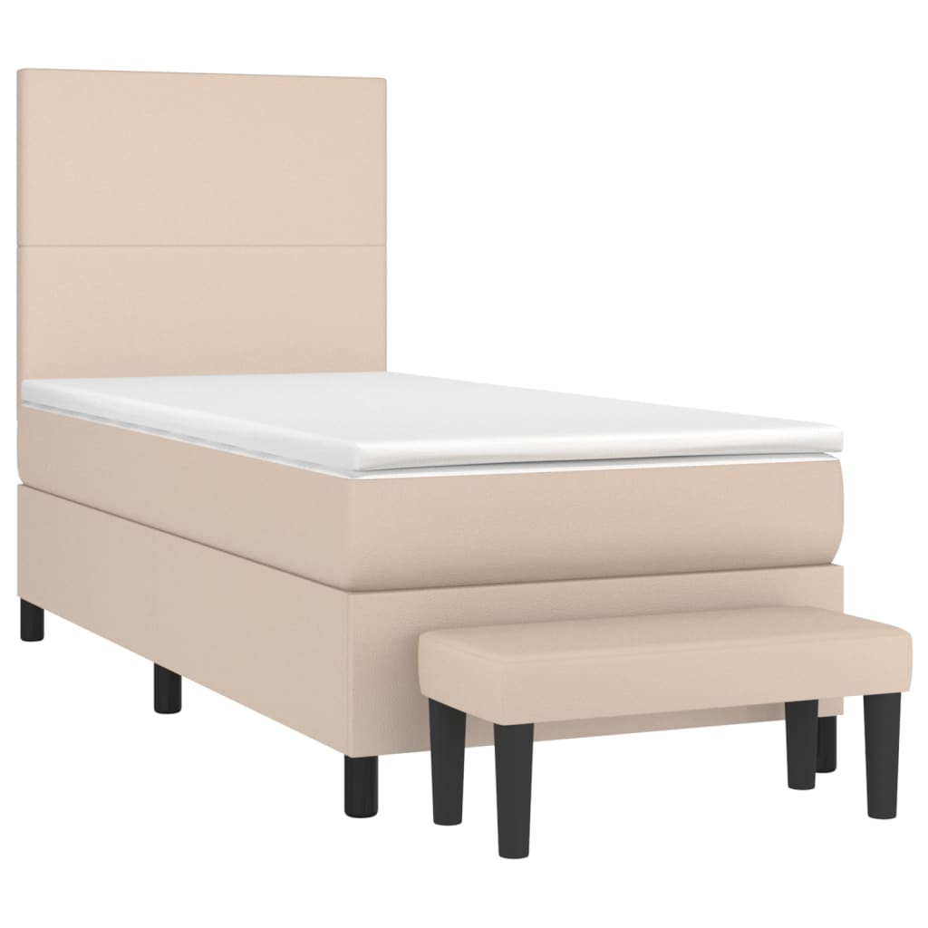 vidaXL Cama box spring con colchón cuero sintético capuchino 80x200 cm