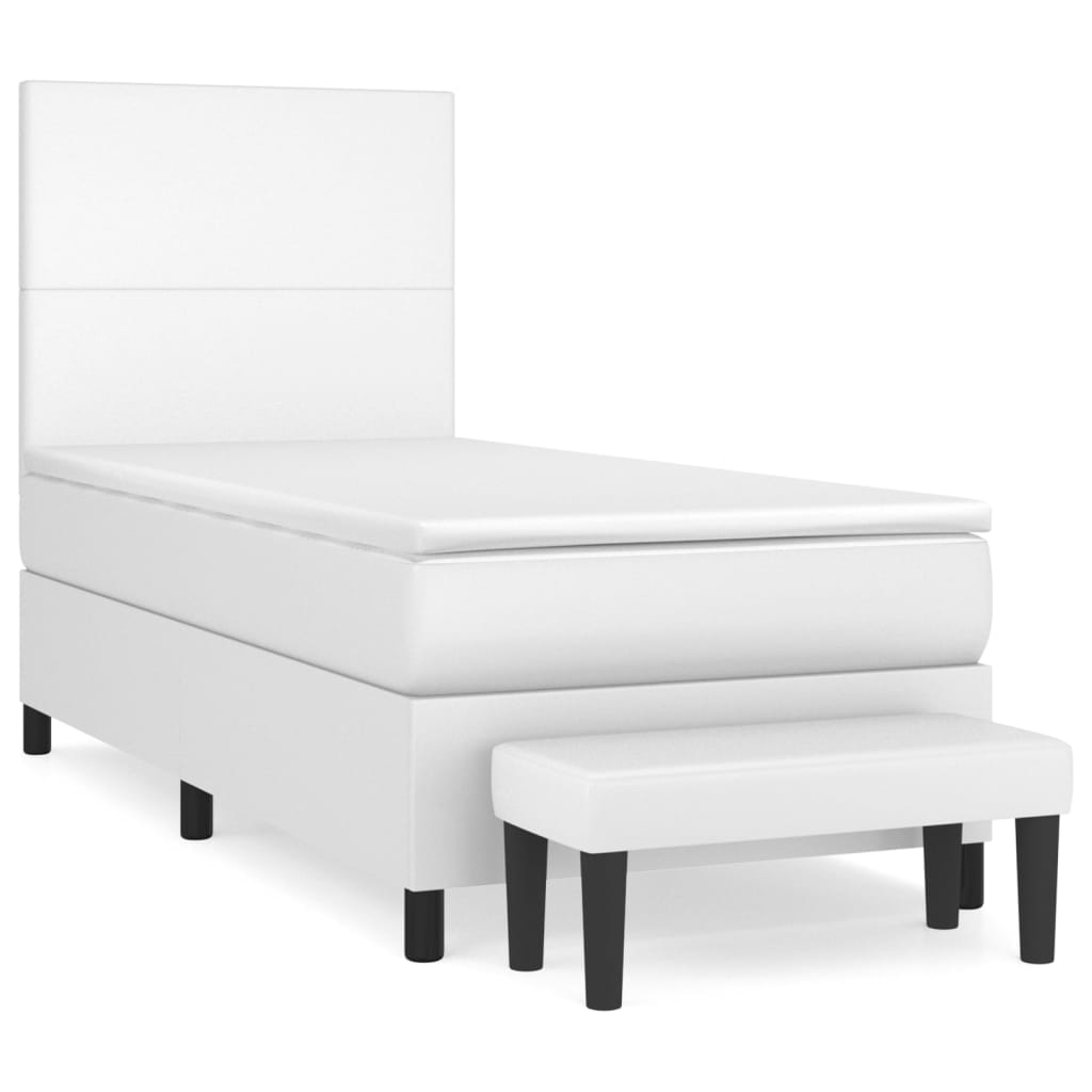 vidaXL Cama box spring con colchón cuero sintético blanco 100x200 cm