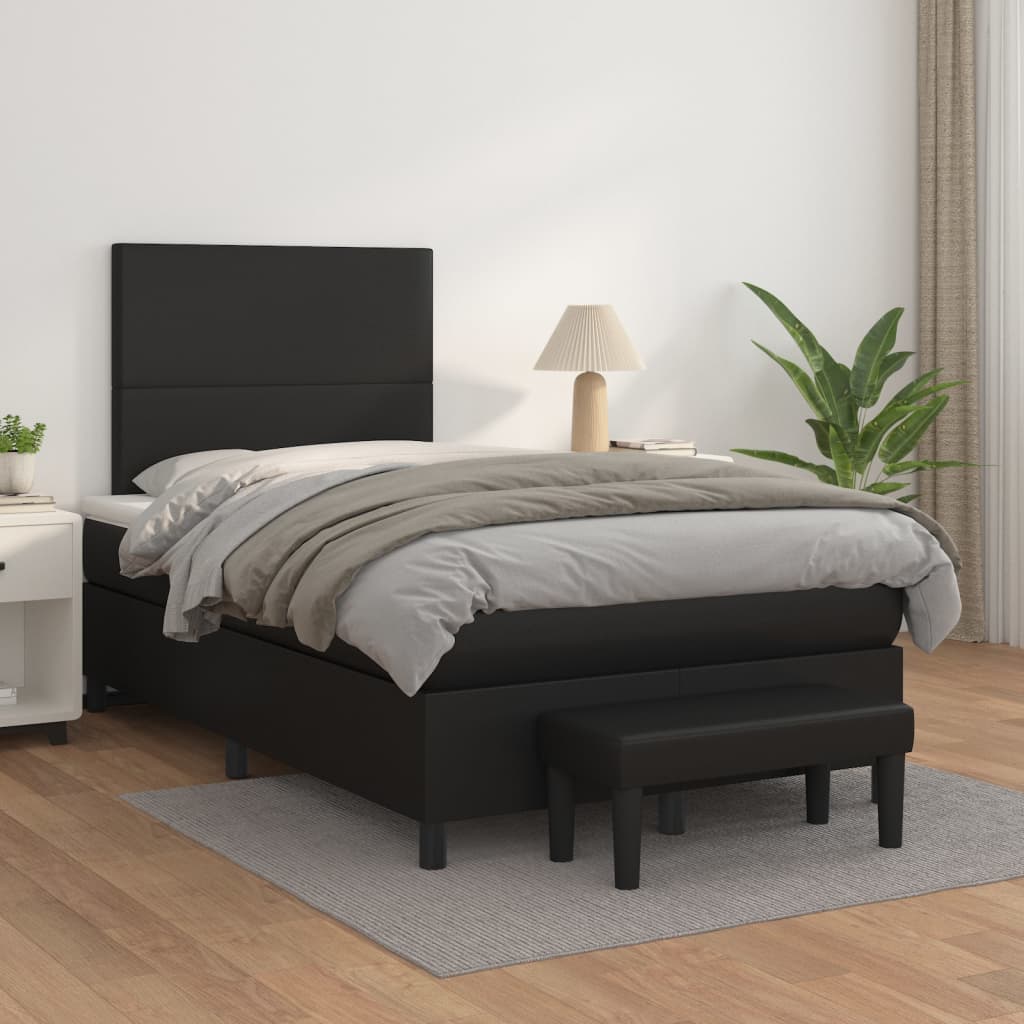 vidaXL Cama box spring con colchón cuero sintético negro 120x200 cm