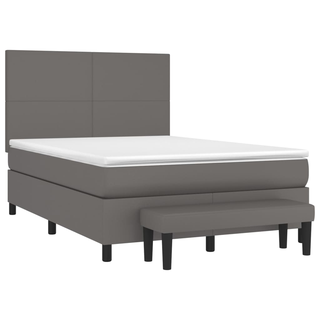 vidaXL Cama box spring con colchón cuero sintético gris 140x200 cm