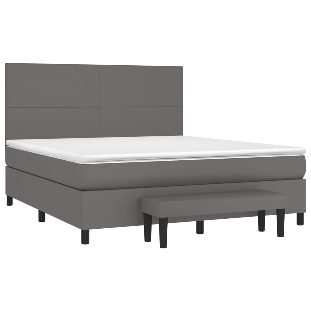 vidaXL Cama box spring con colchón cuero sintético gris 160x200 cm