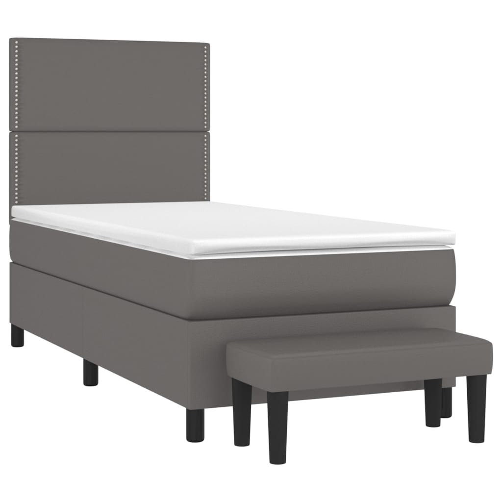 vidaXL Cama box spring con colchón cuero sintético gris 80x200 cm