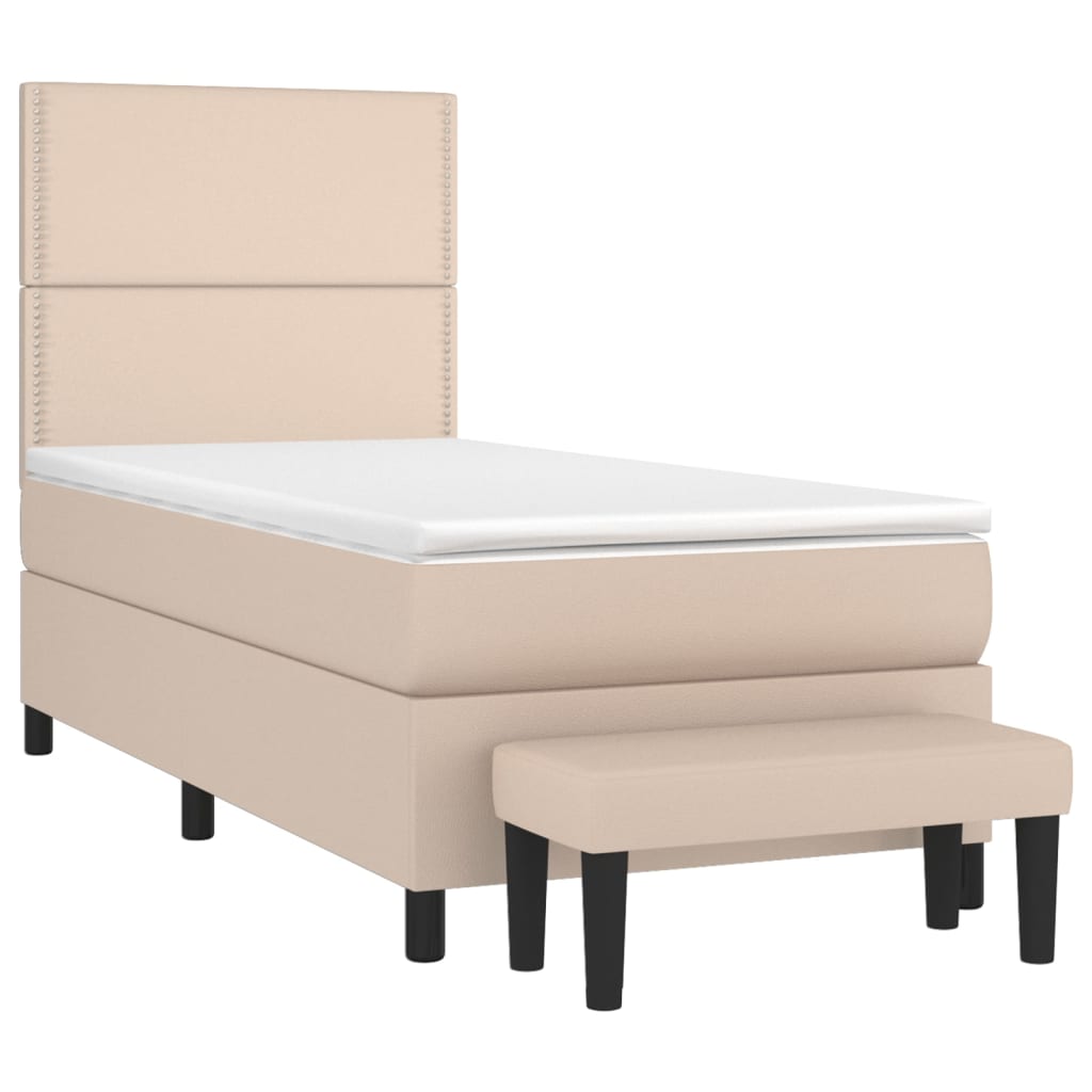 vidaXL Cama box spring con colchón cuero sintético capuchino 80x200 cm