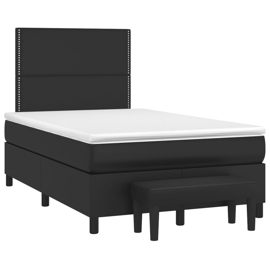 vidaXL Cama box spring con colchón cuero sintético negro 120x200 cm