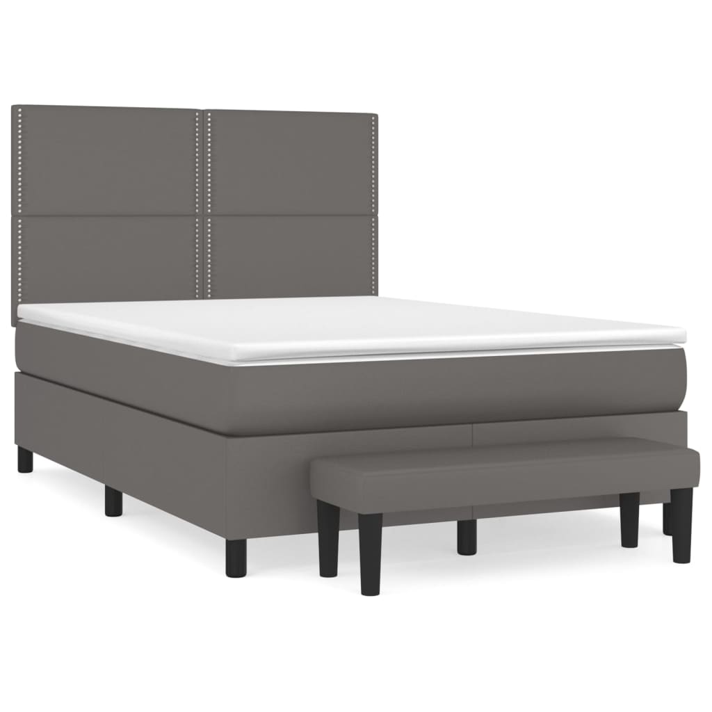 vidaXL Cama box spring con colchón cuero sintético gris 140x200 cm