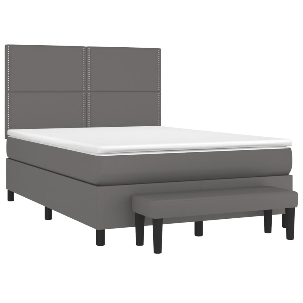 vidaXL Cama box spring con colchón cuero sintético gris 140x200 cm