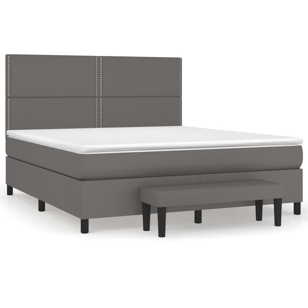 vidaXL Cama box spring con colchón cuero sintético gris 160x200 cm