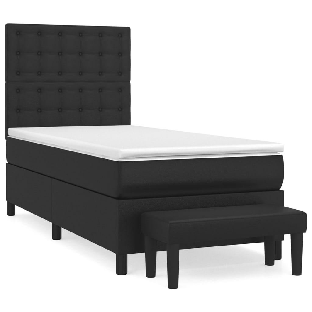 vidaXL Cama box spring con colchón cuero sintético negro 80x200 cm