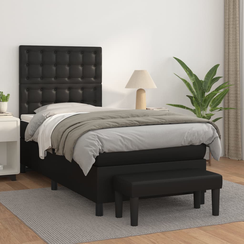 vidaXL Cama box spring con colchón cuero sintético negro 80x200 cm