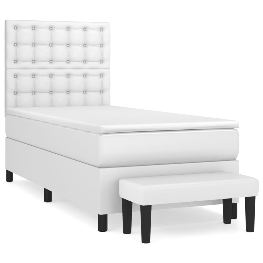 vidaXL Cama box spring con colchón cuero sintético blanco 80x200 cm