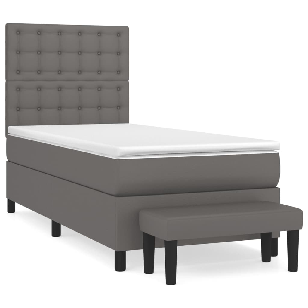 vidaXL Cama box spring con colchón cuero sintético gris 80x200 cm