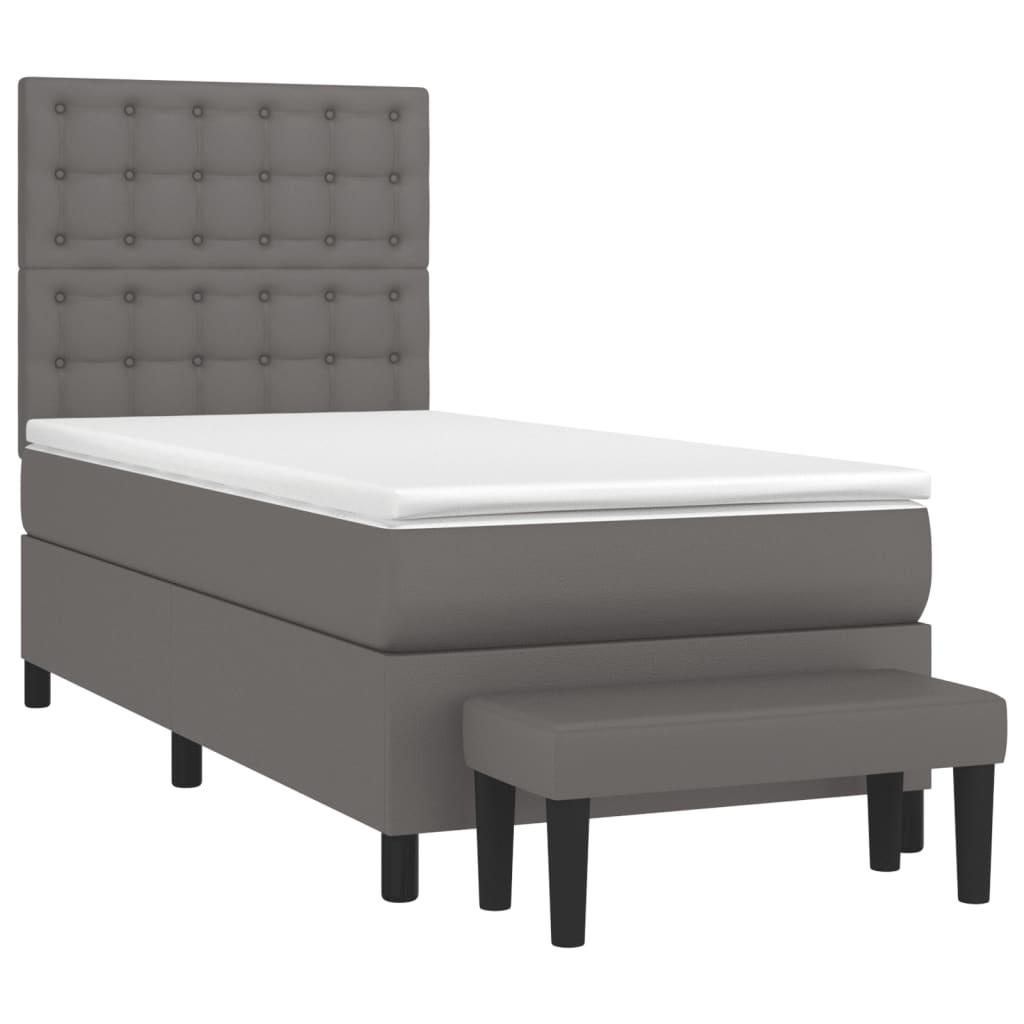 vidaXL Cama box spring con colchón cuero sintético gris 80x200 cm