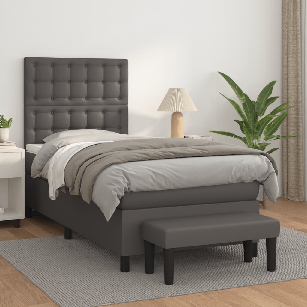 vidaXL Cama box spring con colchón cuero sintético gris 80x200 cm