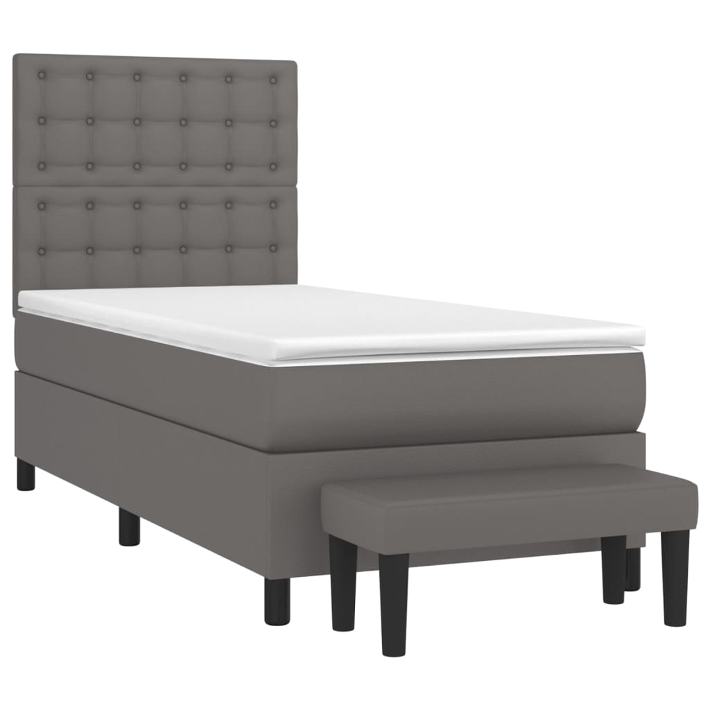 vidaXL Cama box spring con colchón cuero sintético gris 90x190 cm