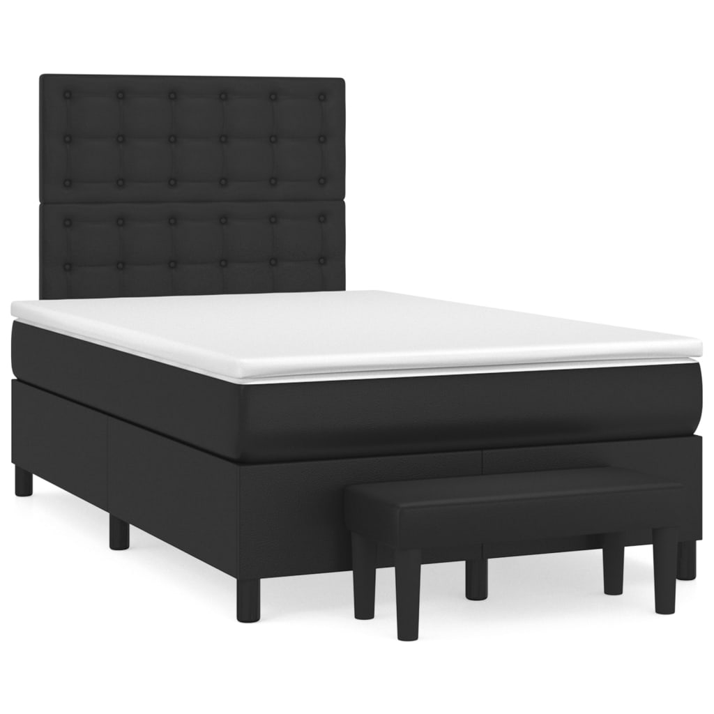 vidaXL Cama box spring con colchón cuero sintético negro 120x200 cm