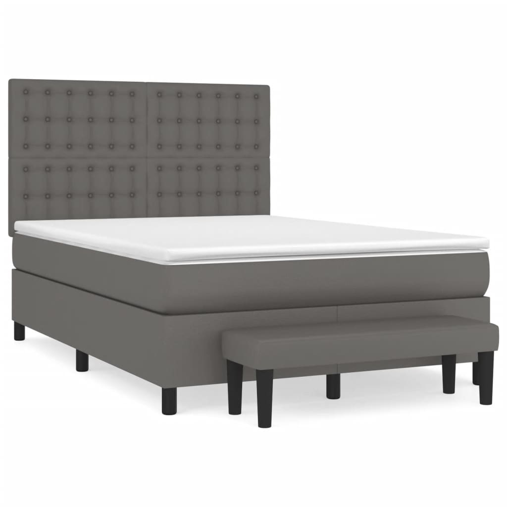 vidaXL Cama box spring con colchón cuero sintético gris 140x200 cm