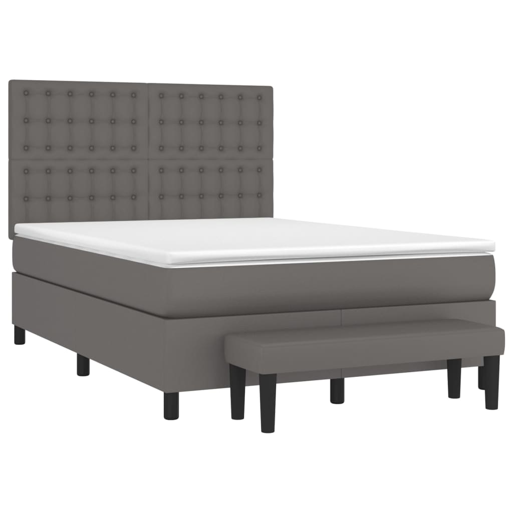 vidaXL Cama box spring con colchón cuero sintético gris 140x200 cm