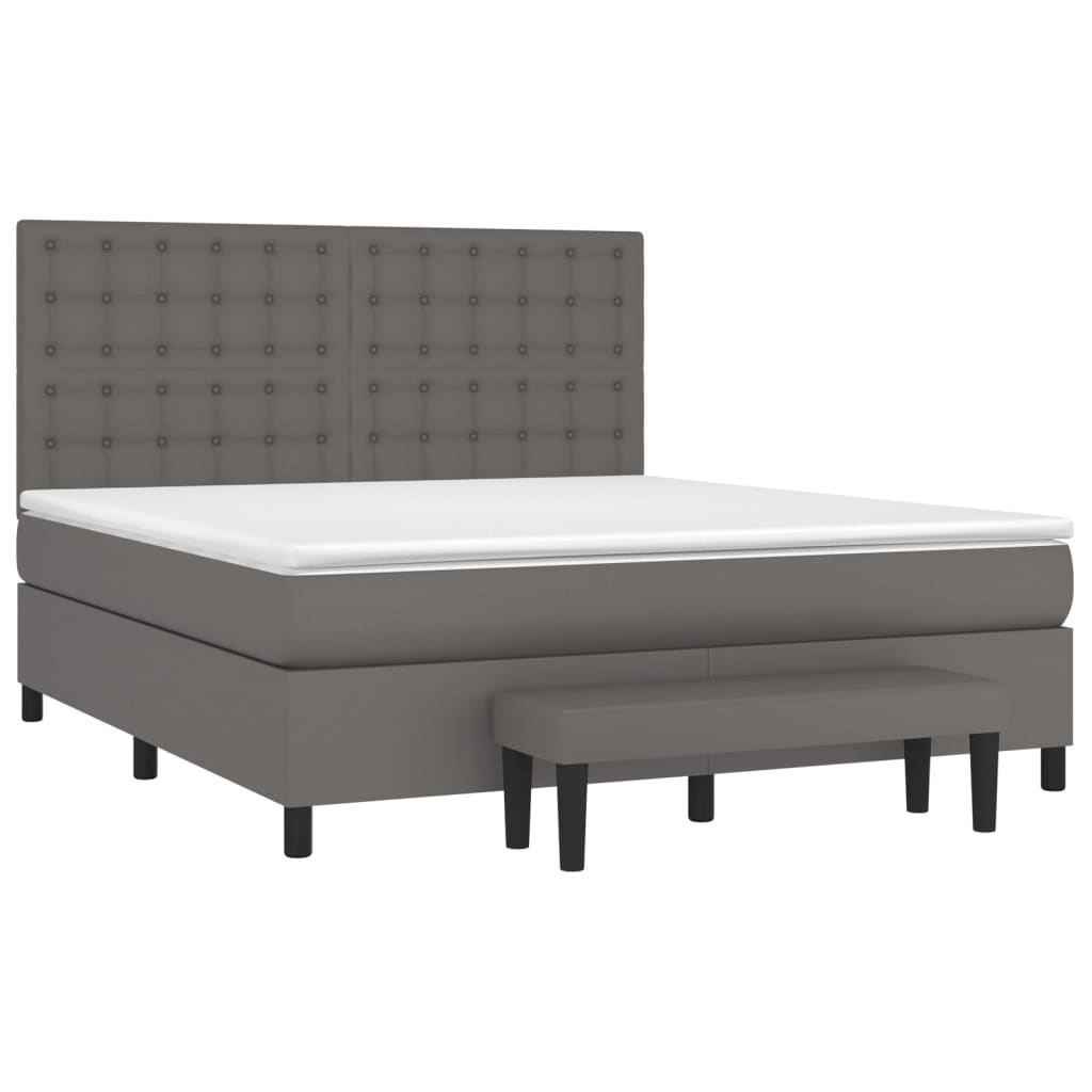 vidaXL Cama box spring con colchón cuero sintético gris 160x200 cm